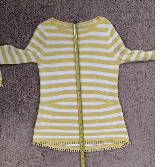 Soft Surroundings Women Sweater Size M Stripe Vista Pom Pom Hem Pullover Tunic - Picture 6 of 7